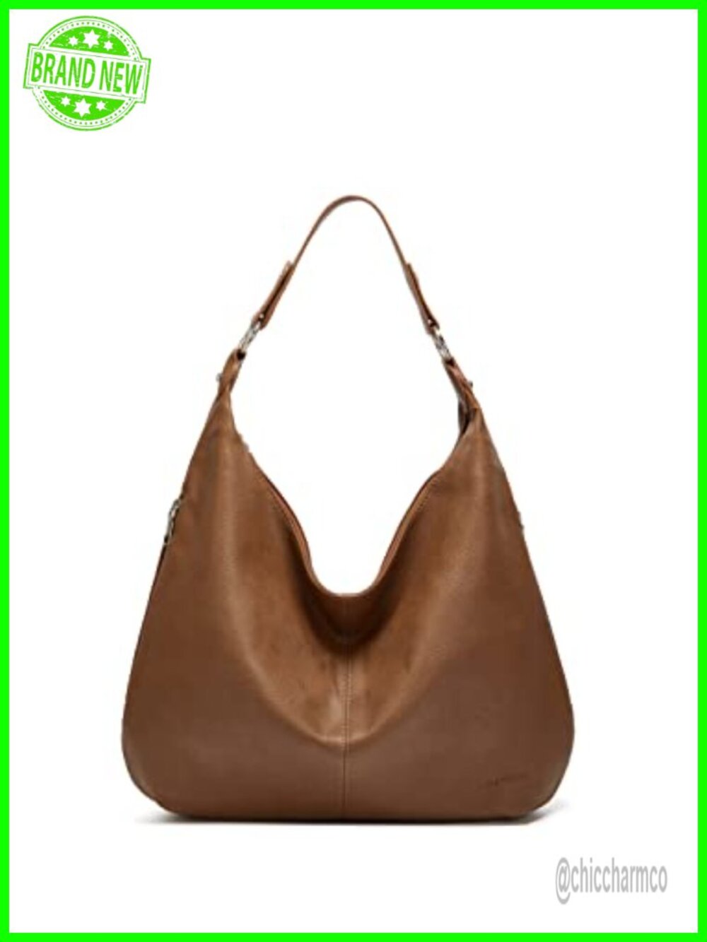 Soft PU Leather Hobo Shoulder Bag Slouchy Purse with Zipper
